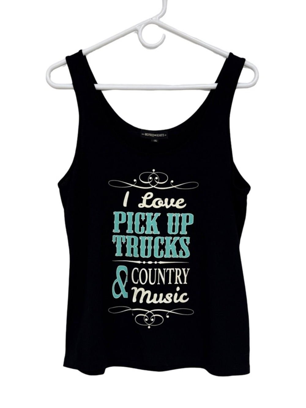 Inspired Hearts “I Love Pick Up Trucks & Country Music” Country Tank Top XL